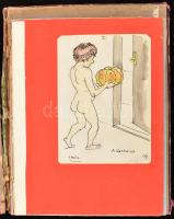 Székely Alex (1901-1968): Erotikus rajzsorozat, össz. 16 db mű, 1953-59. Akvarell, ceruza, tus, papír. Mindegyik jelzett, kartonra kasírozva, 20x14 cm és 24x17,5 cm közötti méretekben. Sérült mappában.