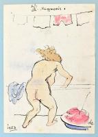 Székely Alex (1901-1968): Erotikus rajzsorozat, össz. 16 db mű, 1953-59. Akvarell, ceruza, tus, papí...