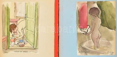 Székely Alex (1901-1968): Erotikus rajzsorozat, össz. 16 db mű, 1953-59. Akvarell, ceruza, tus, papí...