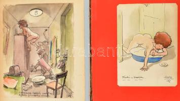 Székely Alex (1901-1968): Erotikus rajzsorozat, össz. 16 db mű, 1953-59. Akvarell, ceruza, tus, papí...