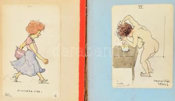 Székely Alex (1901-1968): Erotikus rajzsorozat, össz. 16 db mű, 1953-59. Akvarell, ceruza, tus, papí...