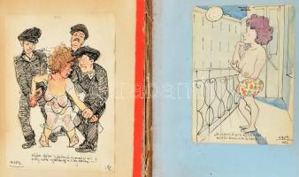 Székely Alex (1901-1968): Erotikus rajzsorozat, össz. 16 db mű, 1953-59. Akvarell, ceruza, tus, papí...