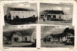 Bak (Göcsej), iskola, plébánia, Földmívesszövetkezet üzlete és terményraktára. Özv. Horváth Richárdné kiadása (gyűrődések / creases)