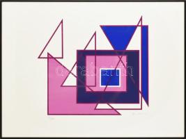 Mario Radice (1898-1987): Geometrikus kompozíció. Szitanyomat, papír. Jelzett. Számozott (67/100). Üvegezett keretben. 40,5x45,5 cm / screenprint on paper, signed, numbered (67/100), framed.