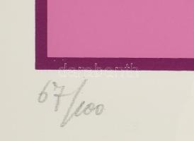 Mario Radice (1898-1987): Geometrikus kompozíció. Szitanyomat, papír. Jelzett. Számozott (67/100). Ü...