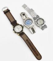 3 db vegyes kvarc óra, működnek, d: 36-40 mm