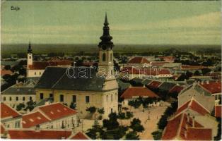 1912 Baja, Fő tér és templom. Ifj. Wagner Antal kiadása (EK)