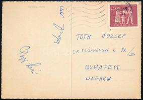 Papp László (1926-2003) ökölvívó aláírása képeslapon