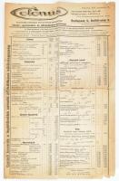 1928 Budapest - Colonus R.T. Fűszer-, Gyarmatárú- és Déligyümölcs Behozatal árjegyzék, 50x42cm