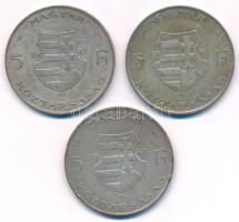 1947. 5Ft Ag "Kossuth" (3x) T:XF,VF közte patina, ph, karc 
Adamo F8.1
