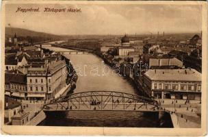 1944 Nagyvárad, Oradea; látkép a Körössel, híd, villamos, Duna biztosító / Cris riverside, bridge, tram, insurance company (Rb)