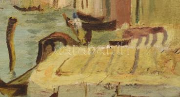 Jelzés nélkül: Canal grande, Velence. Olaj, karton. Dekoratív, kissé sérült fakeretben. 29,5x46 cm
