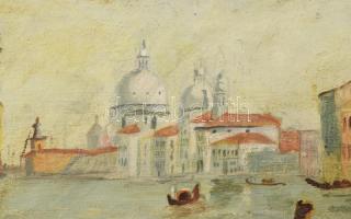 Jelzés nélkül: Canal grande, Velence. Olaj, karton. Dekoratív, kissé sérült fakeretben. 29,5x46 cm
