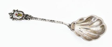 Ezüst(Ag) München díszkanál, jelzett, h: 11,5 cm, bruttó: 11,6 g
