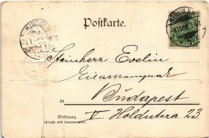 1900 Berlin, Königliches Schloss, S.M. Kaiser Wilhelm II / castle. Art Nouveau, embossed, litho with...