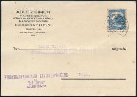 1932 Szombathely, Adler Simon - Nyugatmagyarországi Kávénagypörkölde és Teaimport - Levelezőlap