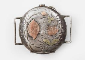 Ezüst(Ag) óra, jelzett, hiányos, nem jár, d: 3 cm, bruttó: 18,2 g