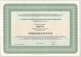 Budapest 1996. "A Virginia Kárpótlási Jegy Hasznosító Részvénytársaság' törzsrészvénye 100...