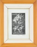 Imets László (1934-): In memoriam Kőrösi Csoma Sándor. Fametszet, papír. Üvegezett fakeretben, 11x7 cm (keret: 24x19,5 cm)