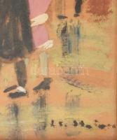 Olvashatatlan jelzéssel. Nagyvárosi forgatag. Olaj, karton. Dekoratív, üvegezett, sérült fakeretben....