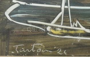 Olvashatatlan jelzéssel: Körforgás. Olaj, karton. Dekoratív, üvegezett, kissé sérült fakeretben. 10x...