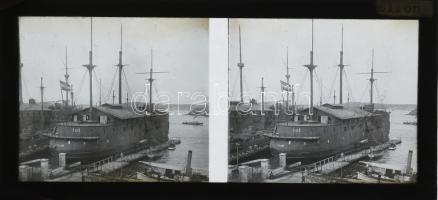 cca 1914-1918 I. világháborús sztereo üvegpozitívok, össz. 10 db, a felvételek között az SMS Bellona...