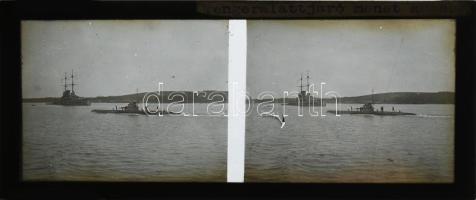 cca 1914-1918 I. világháborús sztereo üvegpozitívok, össz. 10 db, a felvételek között az SMS Bellona...
