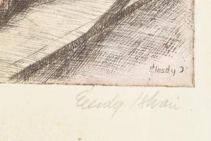 Élesdy István (1912-1987): Budapest. Rézkarc, papír. 36x54 cm Üvegezett keretben