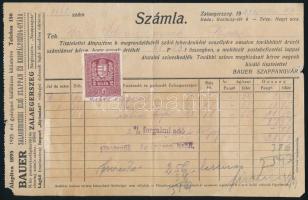 1929 Zalaegerszeg - Bauer Szappangyár - Zalaegerszegi Első Szappan és Kristályszódagyára fejléces számla, 2f okmánybélyeggel