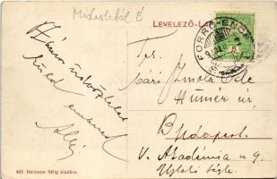 1913 Forró-Encs, vasútállomás, Posta és távirda hivatal. Haimann Sélig kiadása (EK)