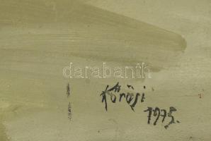 Kőrösi Papp Kálmán (1940-): Eső után, 1975. Olaj, farost, jelzett, hátoldalán autográf felirattal. A...