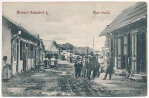 1912 Csimpa, Cimpa (Hunyad); Piaci részlet, cipész üzlet, fűrésztelep. Wiesel Samu kiadása / market street, shoemakers shop, sawmill (EK)