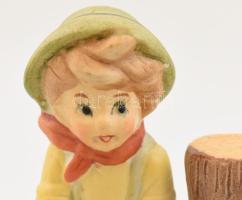 Favágó fiú, biszkvit porcelán figura, kézzel festett, jelzetlen, hibátlan, m: 12 cm