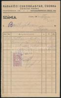 1942 Csorna, Rábaközi Cukorkagyár fejléces számla