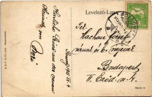 1915 Pozsony, Pressburg, Bratislava; Pozsony-Bécs villamos vasút ligeti állomás, gőzmozdony / Pressb...