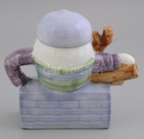 Figurális porcelán teáskanna, kézzel festett, jelzetlen, hibátlan, m: 16 cm