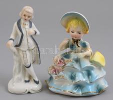 4 db porcelán figura, kézzel festett, jelzetlen, egy lepattanással, egyik sérült, m: 11-13,5 cm