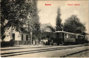 Kisjenő, Chisineu-Cris; vasúti indóház, vasútállomás, vonat. Messzer Lipót kiadása / railway station, train (EK)