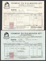 1935,1941 2db Termény és Élelmiszer Kft., Budapest-Pestszenterzsébet fejléces számla