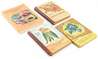 4 db kertészeti témájú könyv: Mohácsy Mátyás: A szilva termesztése és házi feldolgozása; Mohácsy - Porpáczy - Maliga: Gesztenye, mandula, mogyoró; Mohácsy Mátyás: Őszibaracktermesztés; Dr. Seprős Imre (szerk.): Növényorvoslás a kertben. Vegyes állapotban.