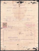 1921 Pálffy Testvérek vasöntöde-, gépgyár- és paprikamalom r.-t. fejléces számla, POPRÁDI jelzett, vízjeles / merített papír