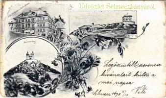 1898 (Vorläufer) Selmecbánya, Banská Stiavnica; M. kir. bányászati és erdészeti akadémia, Kálváriahegy, Szitnya / Sitno, mining and forestry academy, Calvary hill. Art Nouveau, floral (EK)