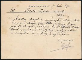 1931 Keszthely, Grünfeld József Ecet,- Szeszgyár és Pálinkafőzde Levelezőlap