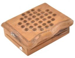 Fa játékkészlet, dominó és golyós játék, 17×14×6 cm