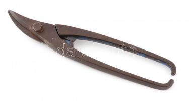 Kovácsoltvas lemezvágó olló, h: 27,5 cm