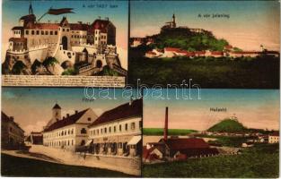 1911 Németújvár, Güssing; Halastó, a vár 1457-ben, Főtér / castle, main square + "NÉMETÚJVÁR P.U."