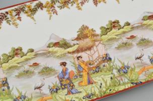 Japán süteményes készlet, 5 személyes, hibátlan, jelzett, d: 15 cm, 43x16cm