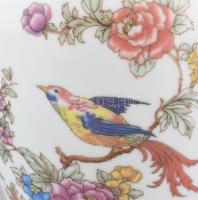 Hollóházi paradicsommadár mintás porcelán váza. Matricás, jelzett, hibátlan, m: 24 cm