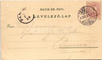 1897 (Vorläufer!) Temesvár, Timisoara; Ferenc József színház, Piarista templom, Városháza, Jenő herc...