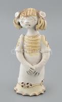 Kovács Éva (1938-2017): Kislány, mázas kerámia, hibátlan, jelzett, m: 21cm